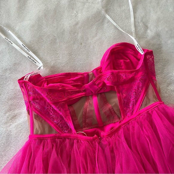 NWT For Love & Lemons Rosario Hot Pink Mini Bustier Dress Small Valentine’s Day - Picture 12 of 16